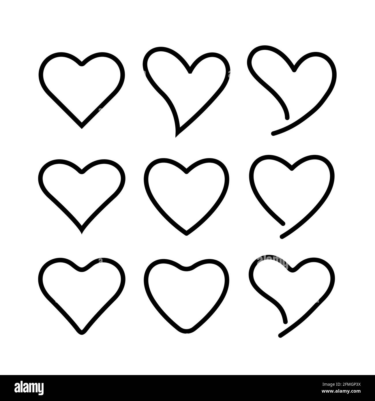 Oggetto del design artistico della linea del cuore. Buon modello per un design romantico come il giorno dei valentines. Illustrazione Vettoriale