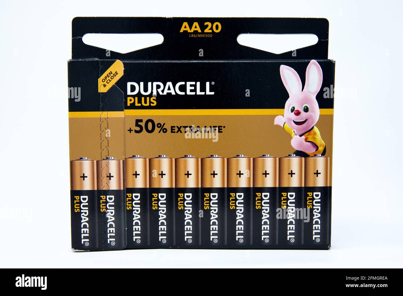 Batterie alcaline duracell Plus ad alte prestazioni Foto Stock