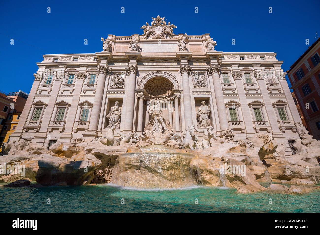 Veduta della Fontana di Trevi a Roma Foto Stock