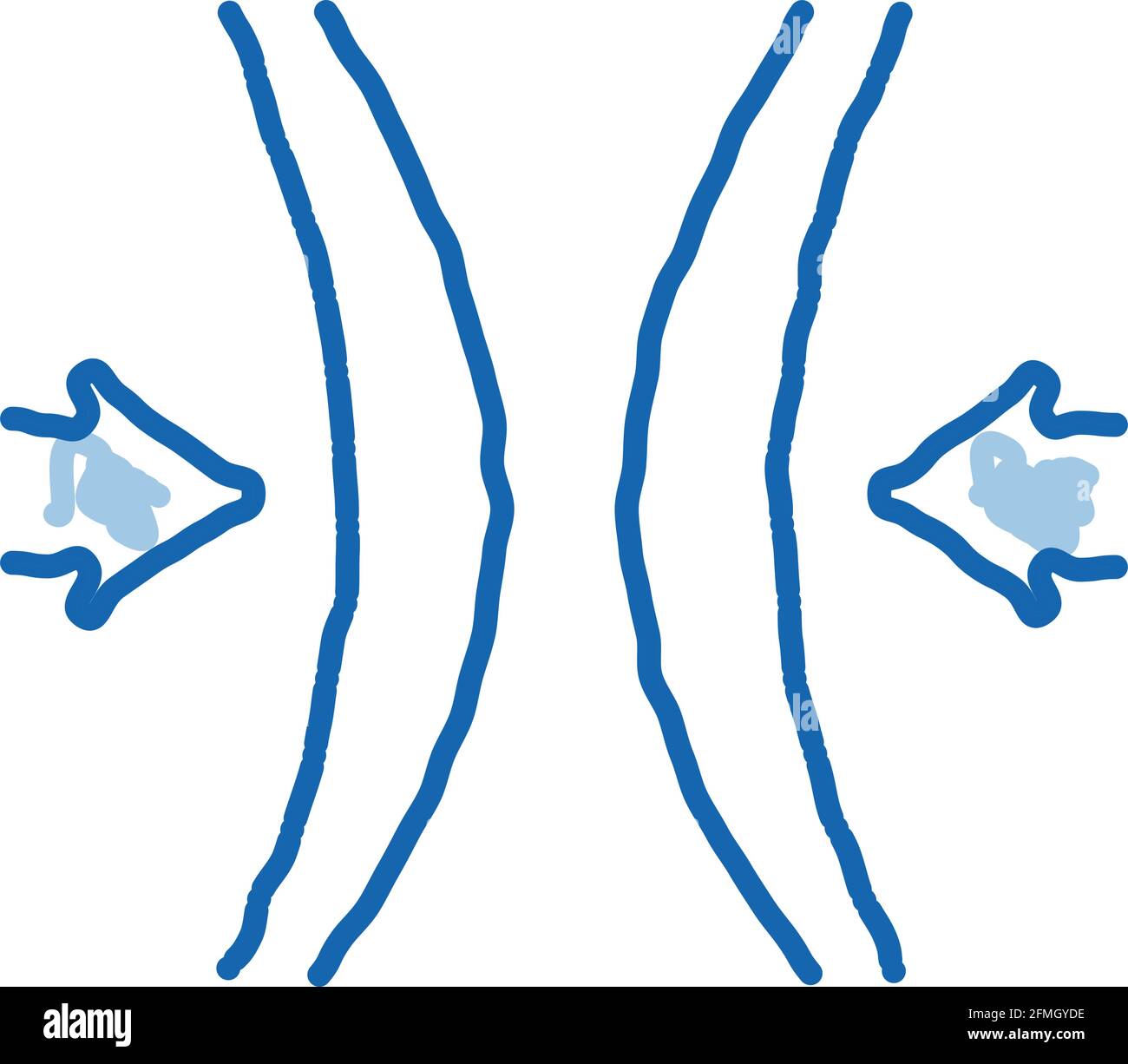 Blocca l'icona del doodle dei cavi vocali illustrazione disegnata a mano Illustrazione Vettoriale