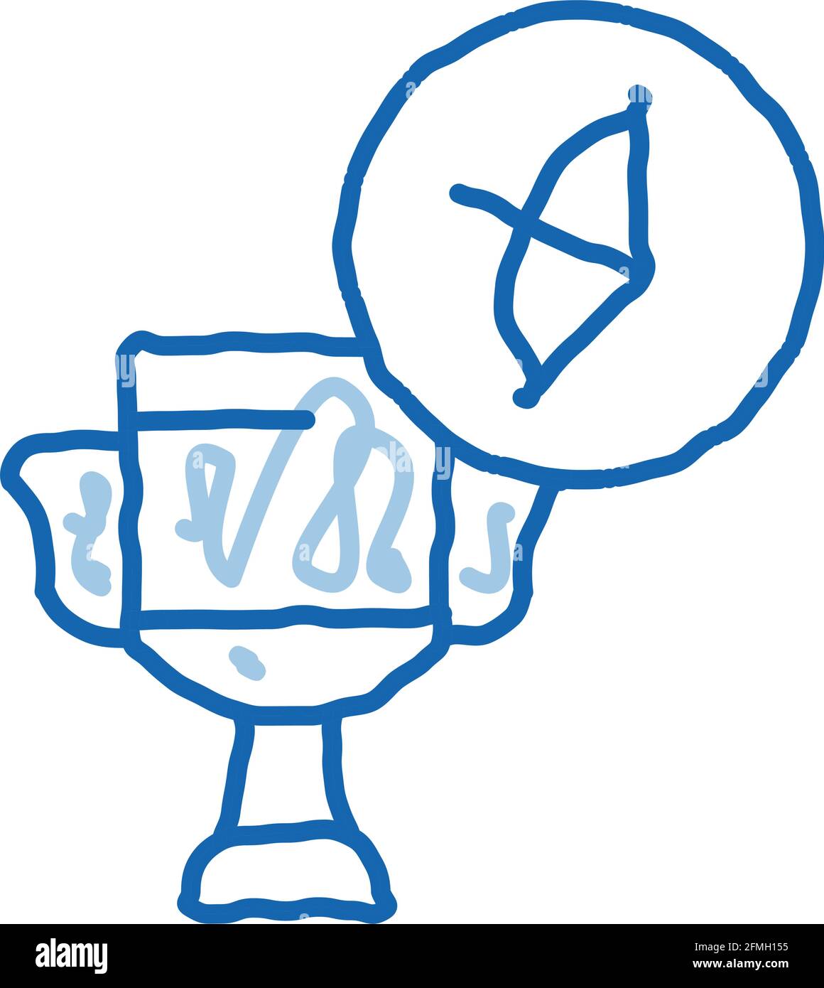 Tiro con l'arco Championship Cup Dodle icona a mano illustrazione Illustrazione Vettoriale