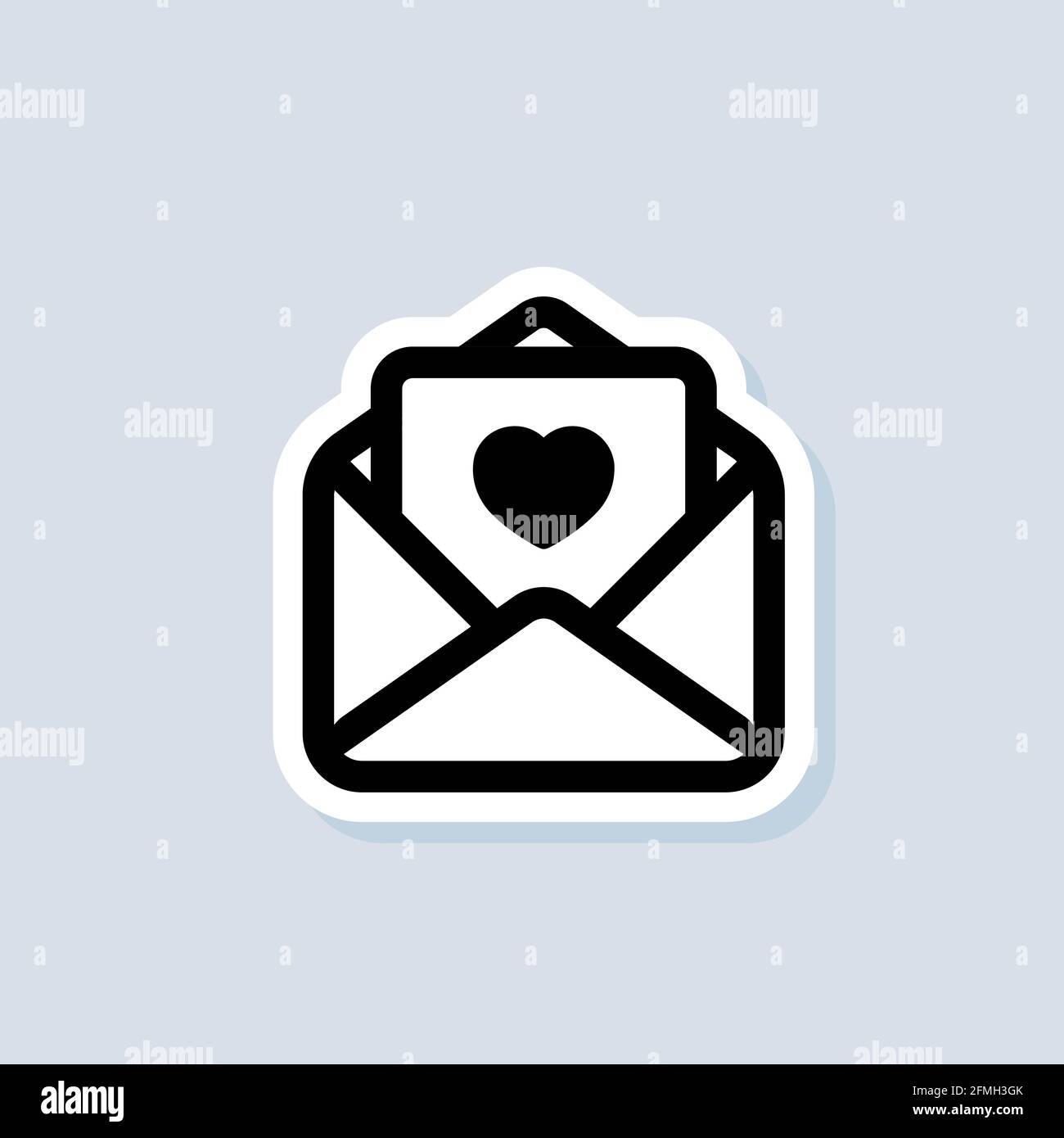 Adesivo biglietto d'auguri. Logo della carta regalo. Biglietto d'auguri per il giorno di San Valentino. Concetto di amore. Vettore su sfondo isolato. EPS 10. Illustrazione Vettoriale