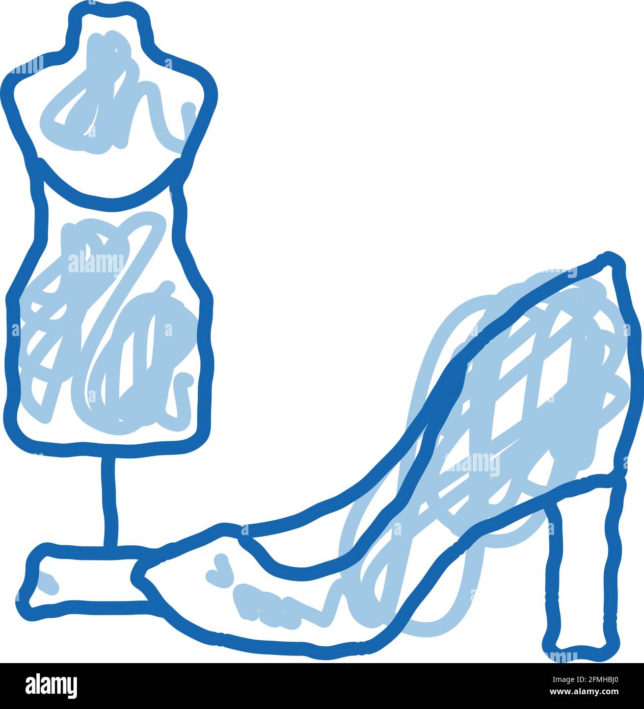 Icona di scarpone e scarabocchio fittizio illustrazione disegnata a mano Illustrazione Vettoriale