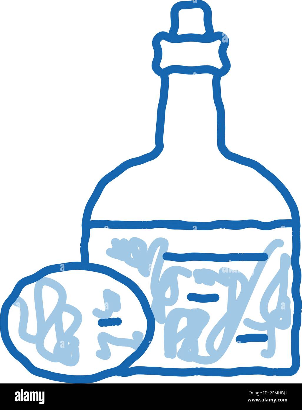 Bottiglia di olio d'oliva icona doodle illustrazione disegnata a mano Illustrazione Vettoriale