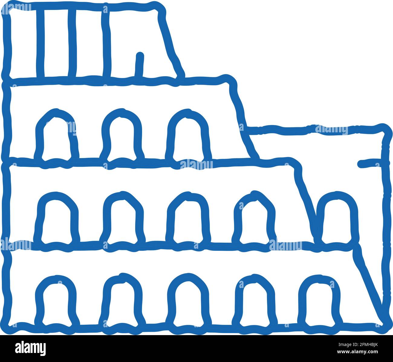 Coliseum Building doodle icona disegnata a mano illustrazione Illustrazione Vettoriale