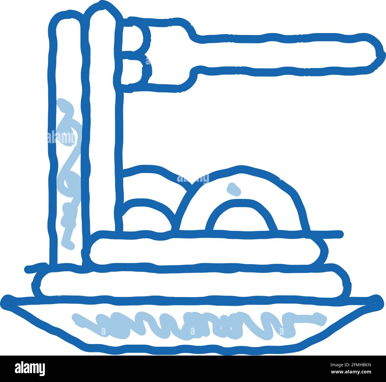 Pasta Italia Dish Doodle icona illustrazione disegnata a mano Illustrazione Vettoriale