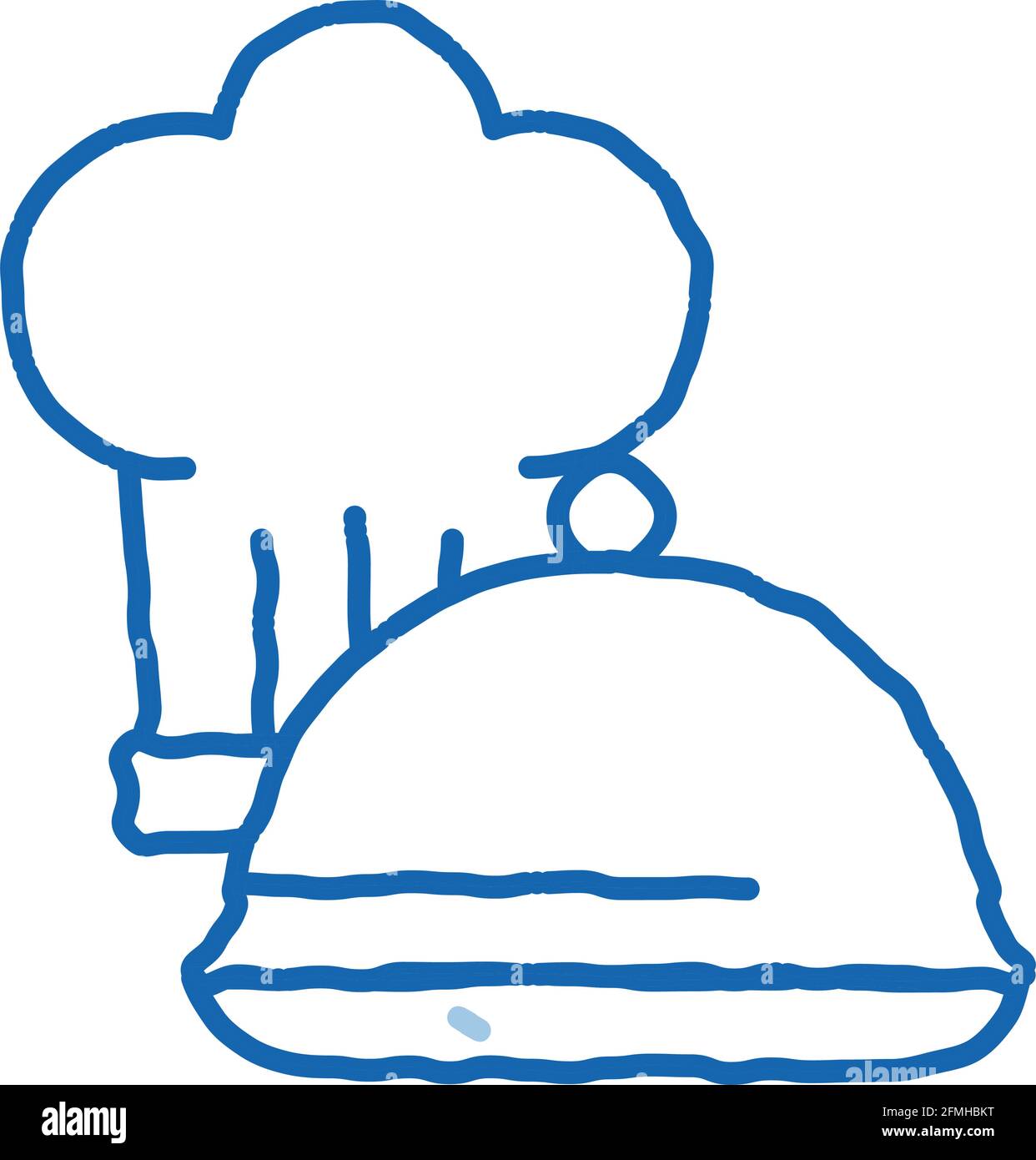Icona del doodle del vassoio dello chef Hat illustrazione disegnata a mano Illustrazione Vettoriale