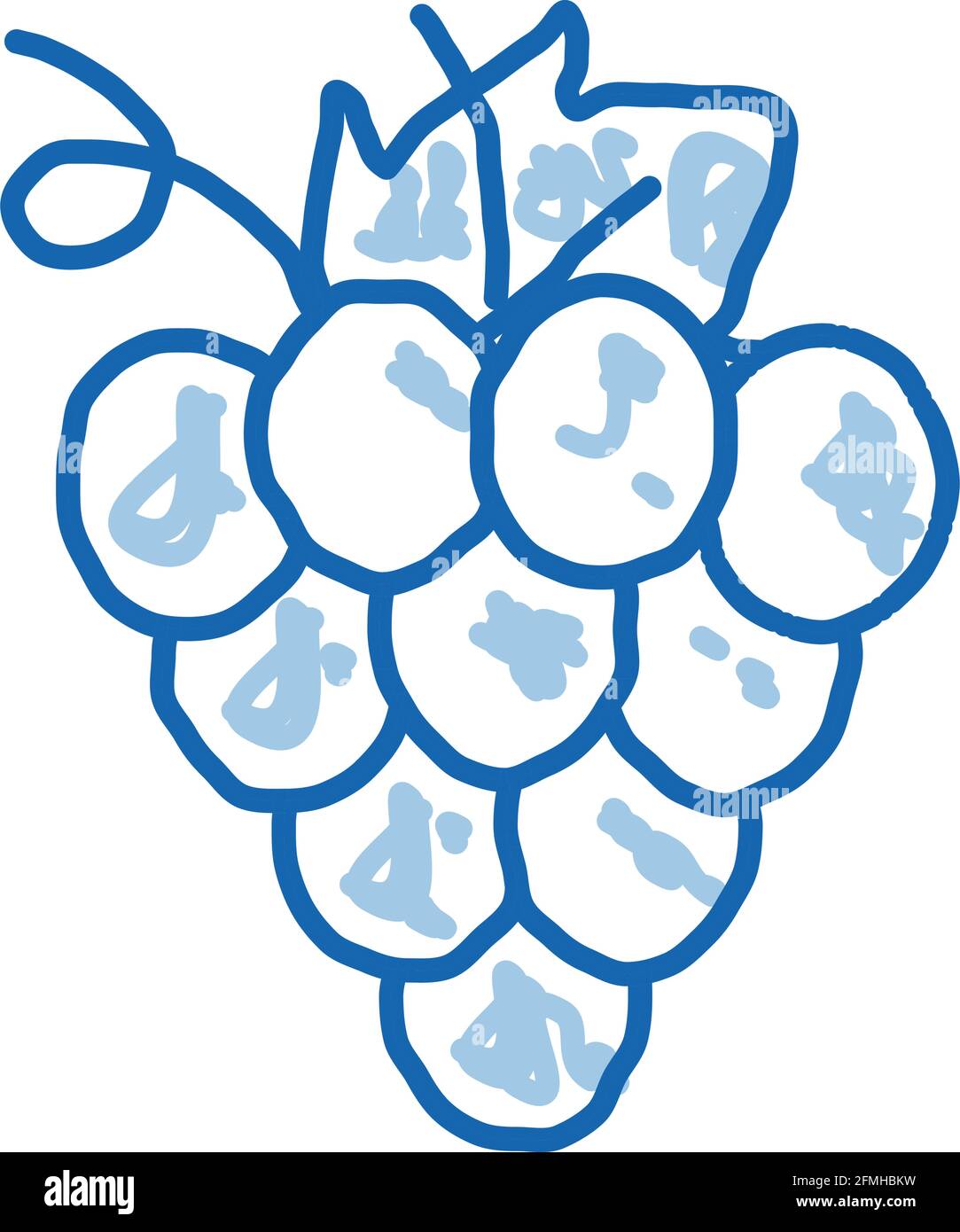 Uva vino Berry doodle icona disegnata a mano illustrazione Illustrazione Vettoriale
