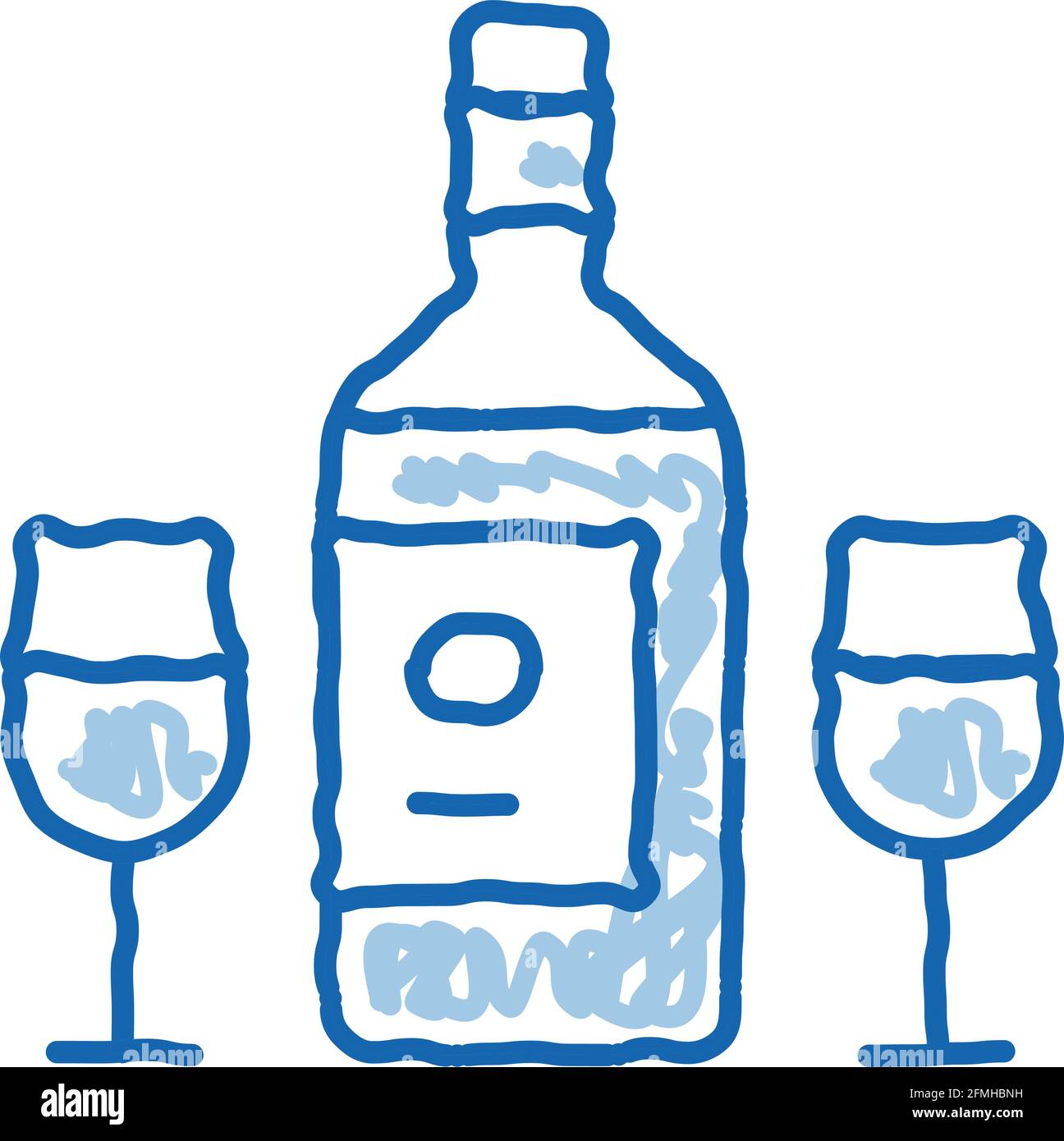 Bottiglia di vino icona doodle illustrazione disegnata a mano Illustrazione Vettoriale