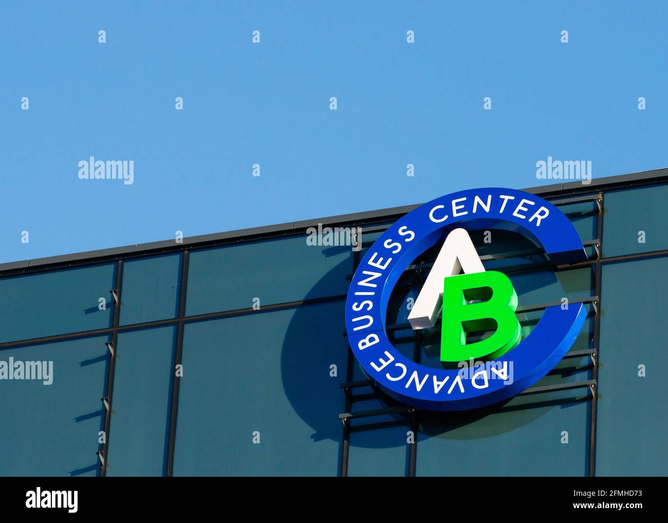 Logo Advance Business Center sulla costruzione di uffici del gruppo GTC presso il Sofia Business Park di Sofia, Bulgaria, Europa, UE Foto Stock