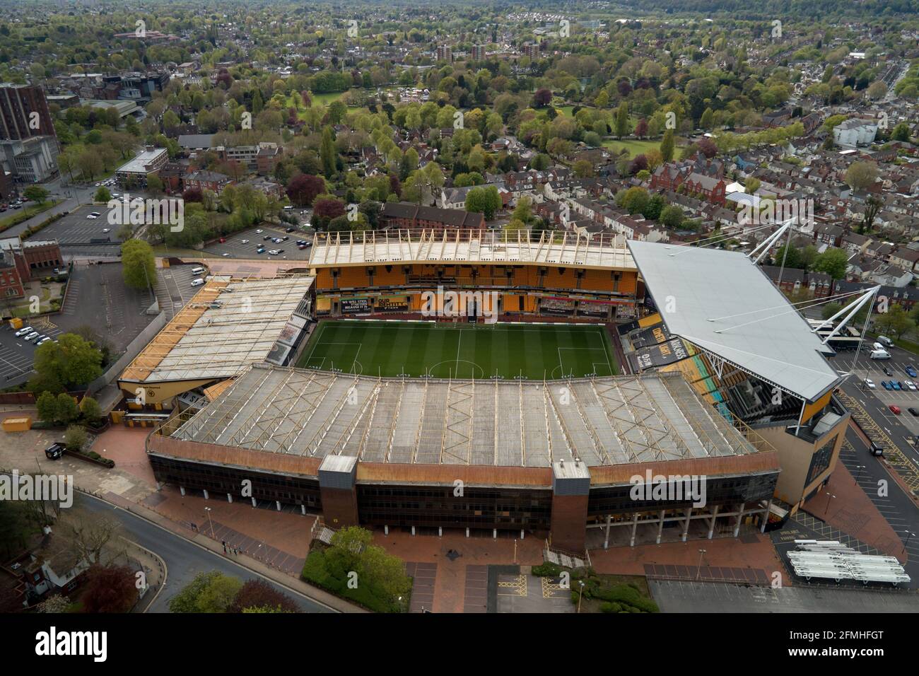 Vista aerea dello stadio Molineux, Wolverhampton, Regno Unito Foto Stock