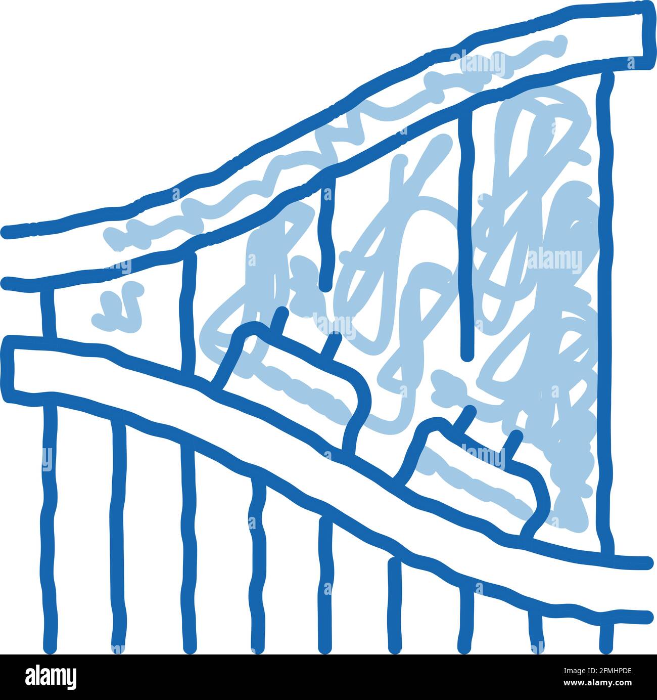 icona a forma di doodle sulle montagne russe illustrazione disegnata a mano Illustrazione Vettoriale