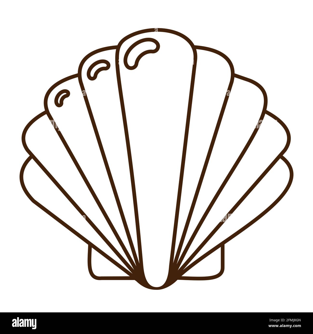 Simbolo di molluschi per logo, web design, adesivi, stampe. Icona piatta Oyster, linea sottile Illustrazione Vettoriale