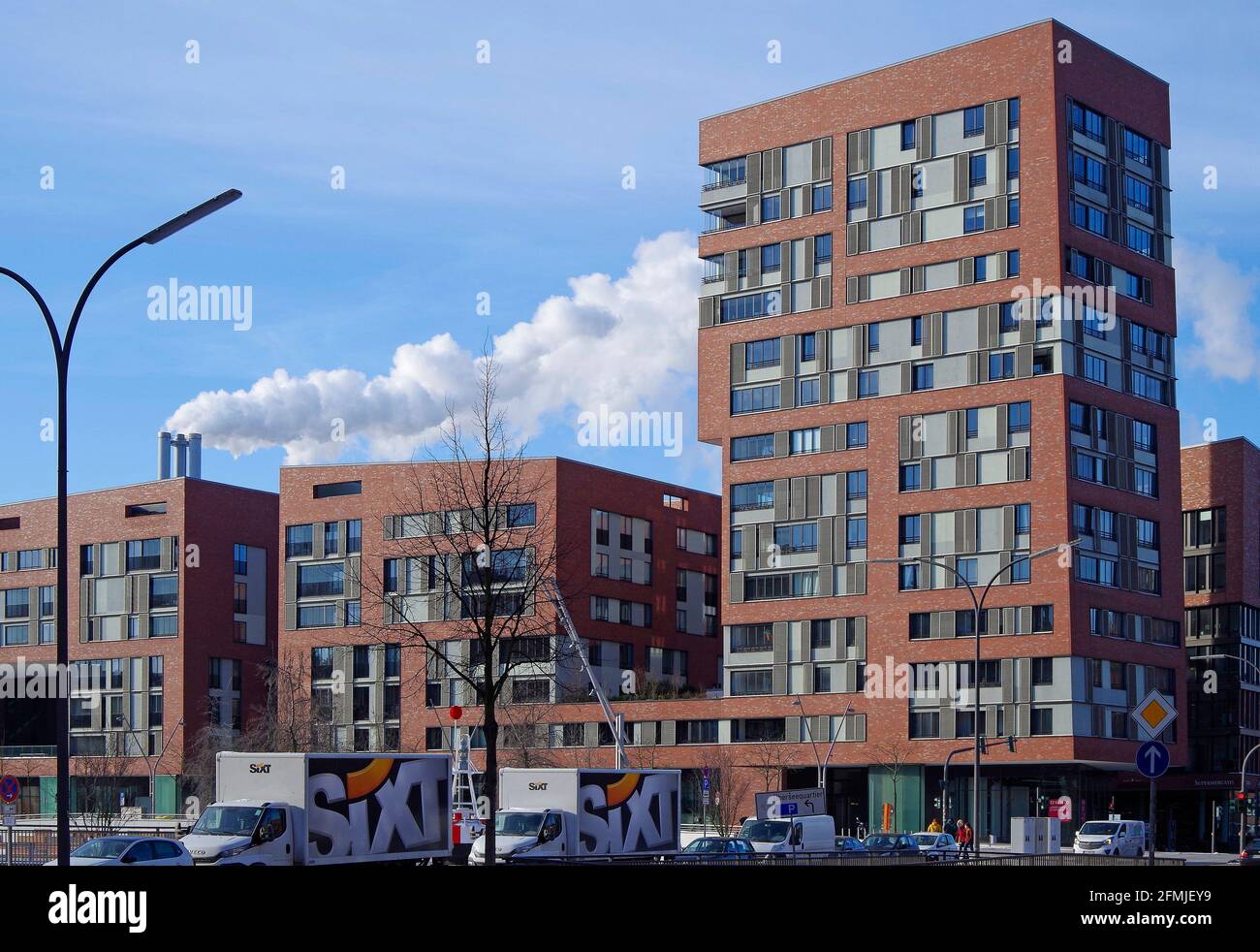 Nuovi blocchi residenziali in Osakaallee, in Hafen City, un immenso riqualificazione urbana progetto sul sito dell'ex Amburgo porta libera Foto Stock