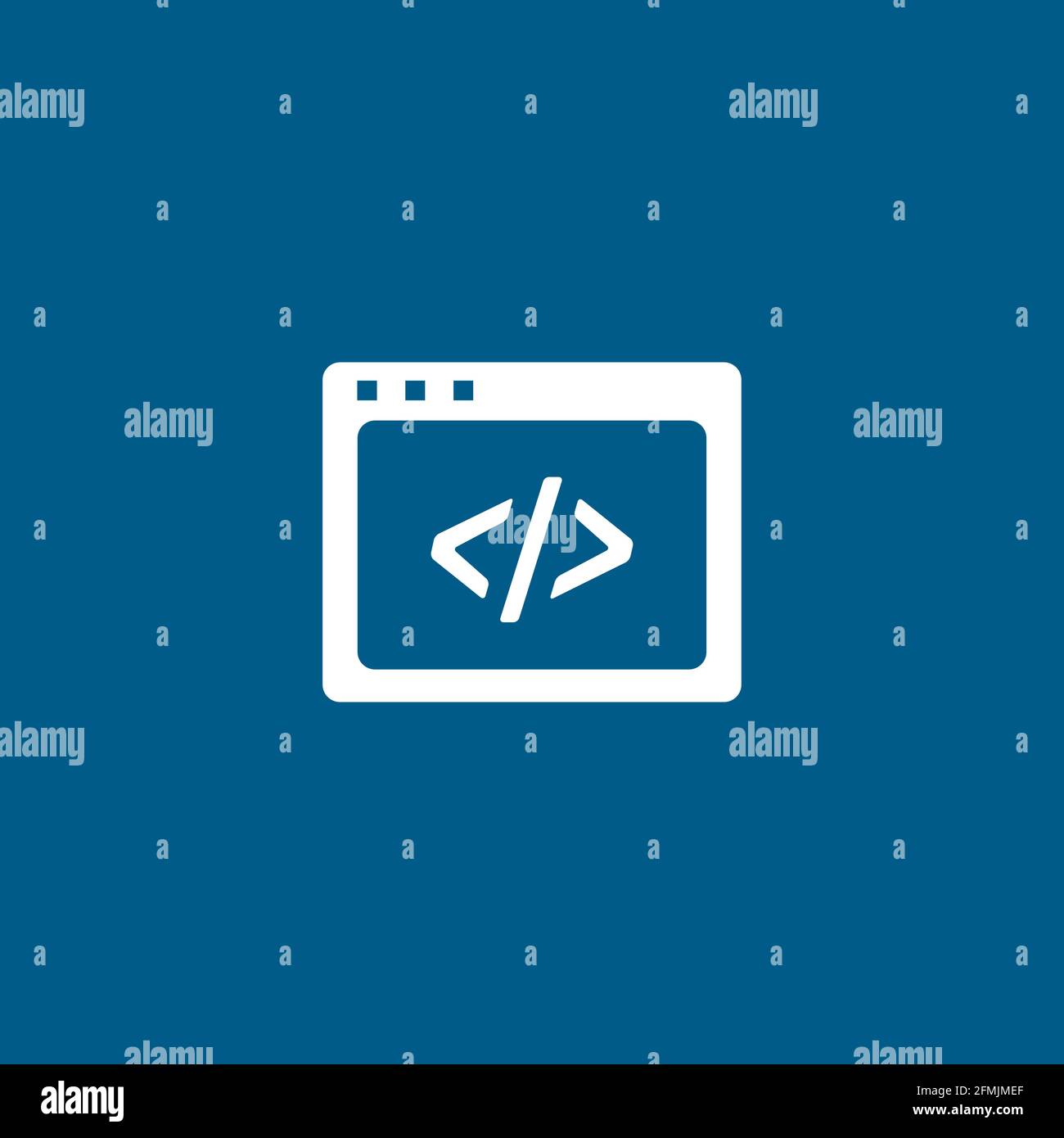 Icona del codice della pagina Web su sfondo blu. Illustrazione vettoriale in stile piatto blu. Illustrazione Vettoriale