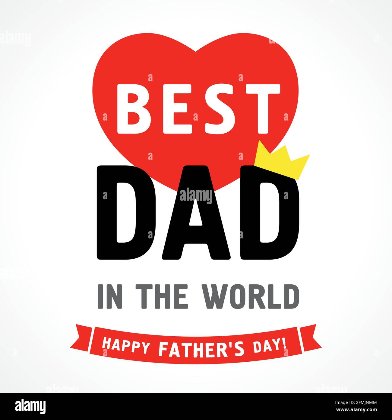 Cartolina bianca, nera e rossa del giorno del padre felice. Buon giorno dei Padri congrati creativi. Papà è il mio re, migliore papà del mondo poster. Isolato Illustrazione Vettoriale