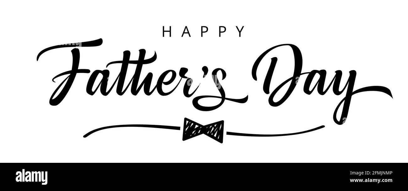 Buon giorno dei Padri Bow Tie banner tipografico. Poster di calligraphy di promozione del giorno del padre con la scollatura del doodle e la linea di schizzo del divisore. Illusione vettoriale Illustrazione Vettoriale