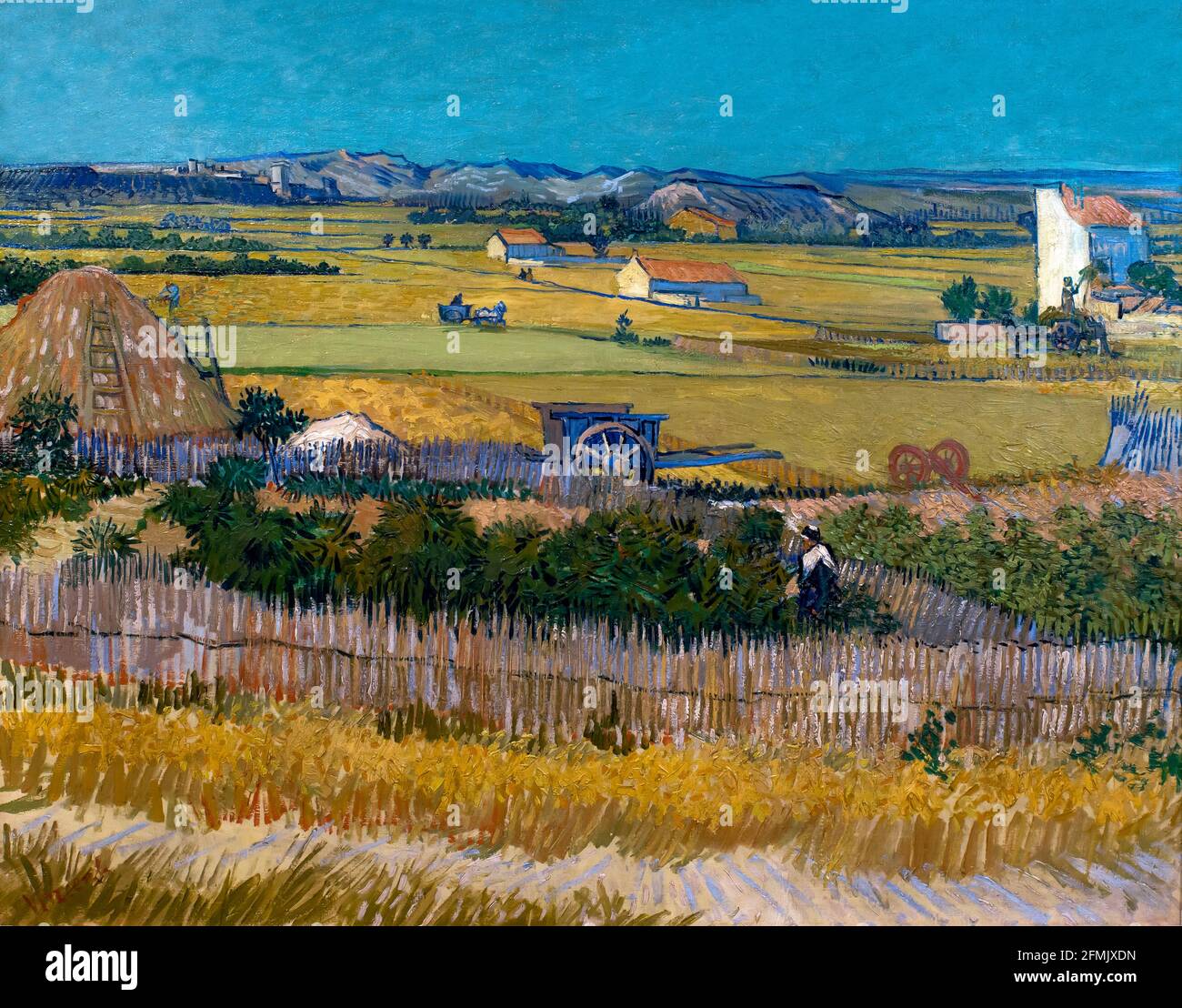 Vendemmia a la Crau, con Montmajour in background, Vincent van Gogh, 1888  Foto stock - Alamy