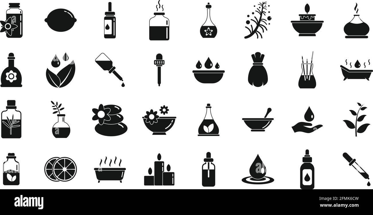 Set di icone per oli essenziali, stile semplice Immagine e Vettoriale -  Alamy
