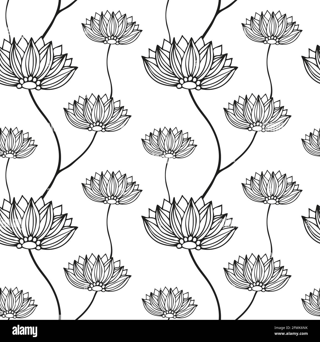 Fiore doodle modello, vettore mano disegnato sfondo floreale Illustrazione Vettoriale