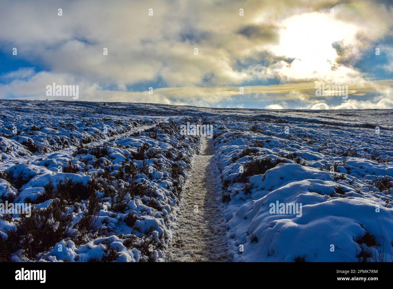 Passeggiata innevata sulle colline di Cleveland Foto Stock