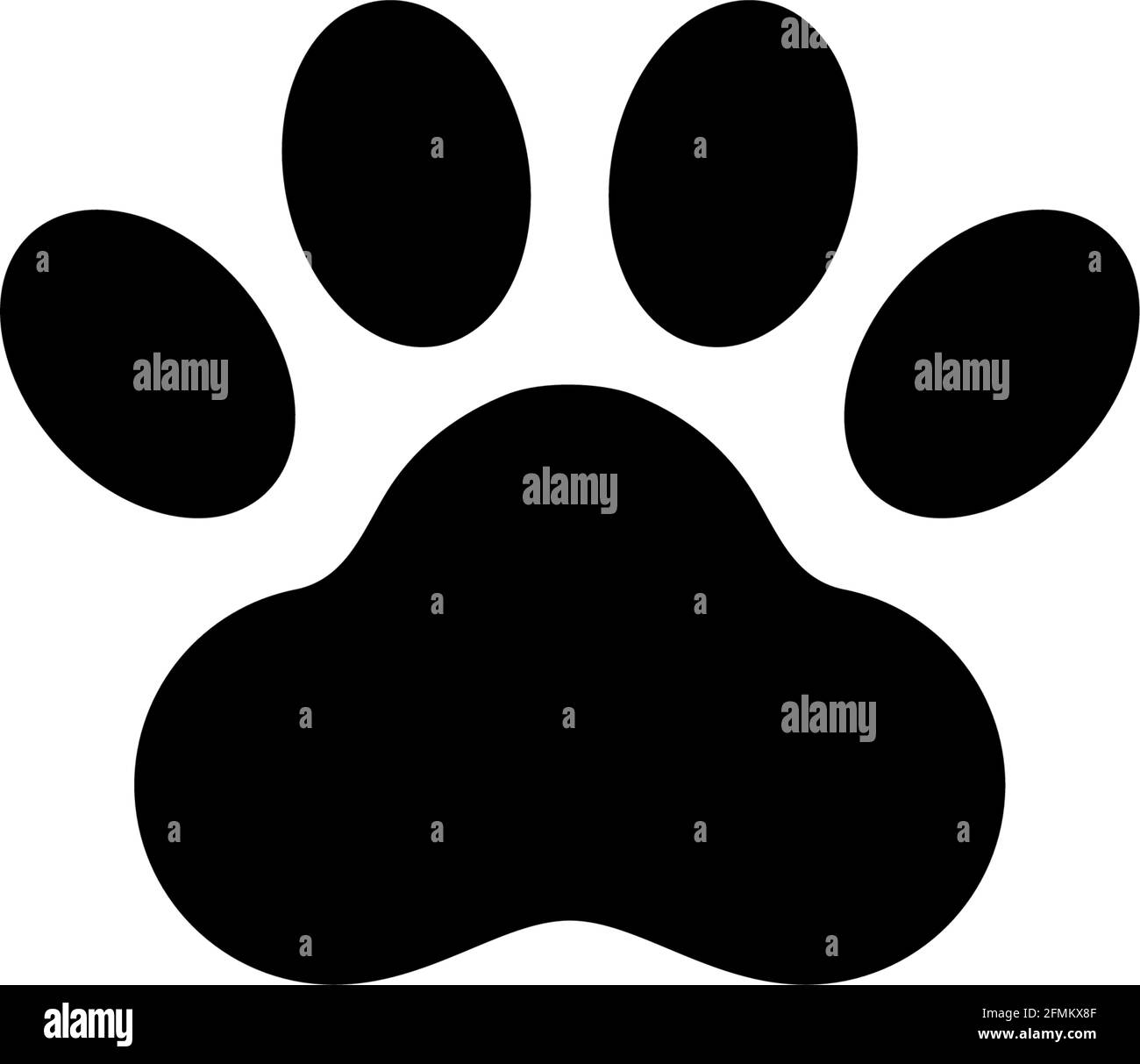 Dog o Cat Paw Print, piede animale. Illustrazione dell'icona Flat Vector. Semplice simbolo nero su sfondo bianco. Dog o Cat Paw Print, Animal Foot Sign desi Illustrazione Vettoriale