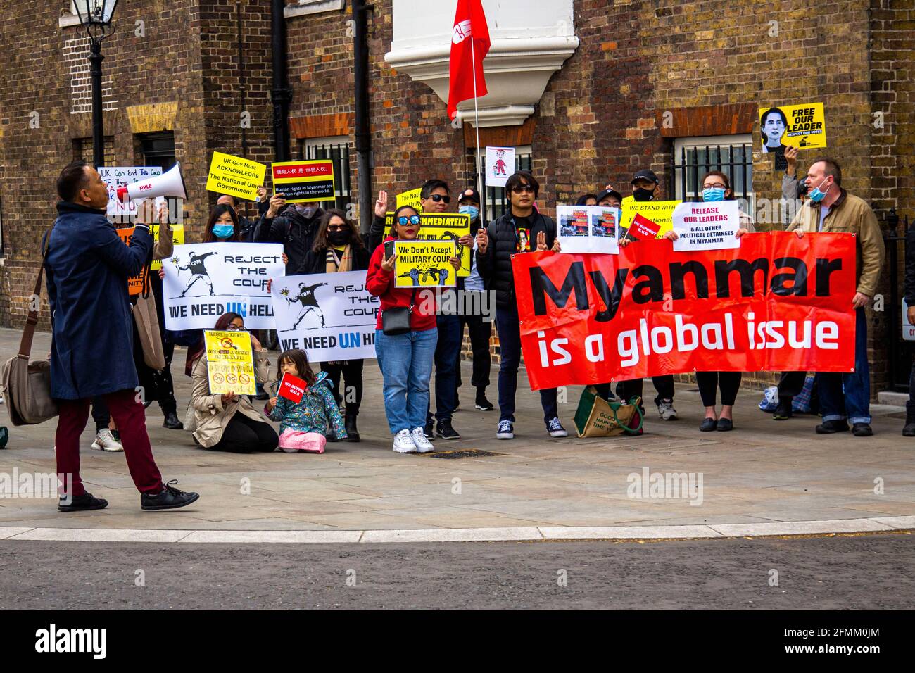 Londra, Regno Unito - protesta contro il colpo di Stato militare nel Myanmar Central London. Foto Stock