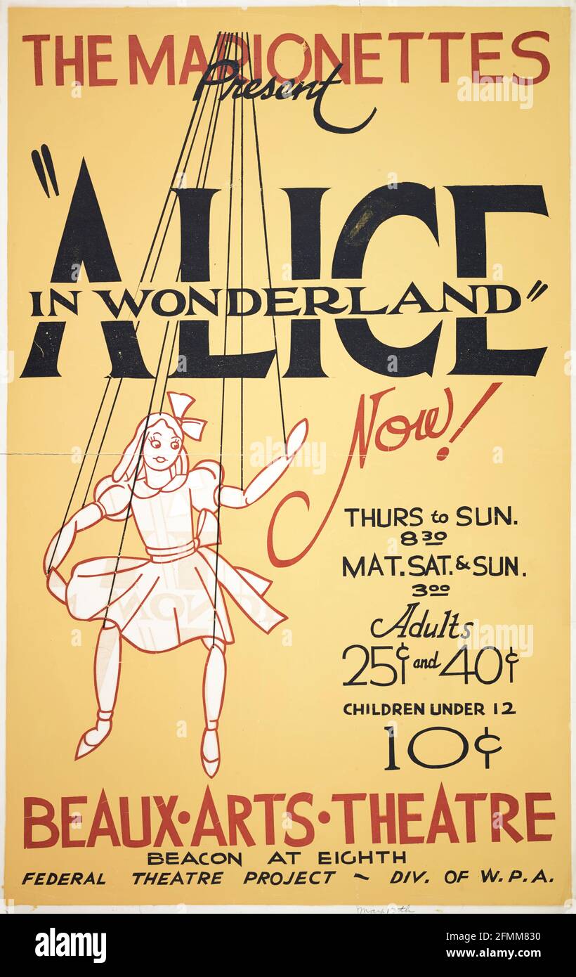 Alice in Wonderland Beaux Arts Theatre – poster del teatro, stile vintage,  risoluzione molto alta. anni '30 Foto stock - Alamy