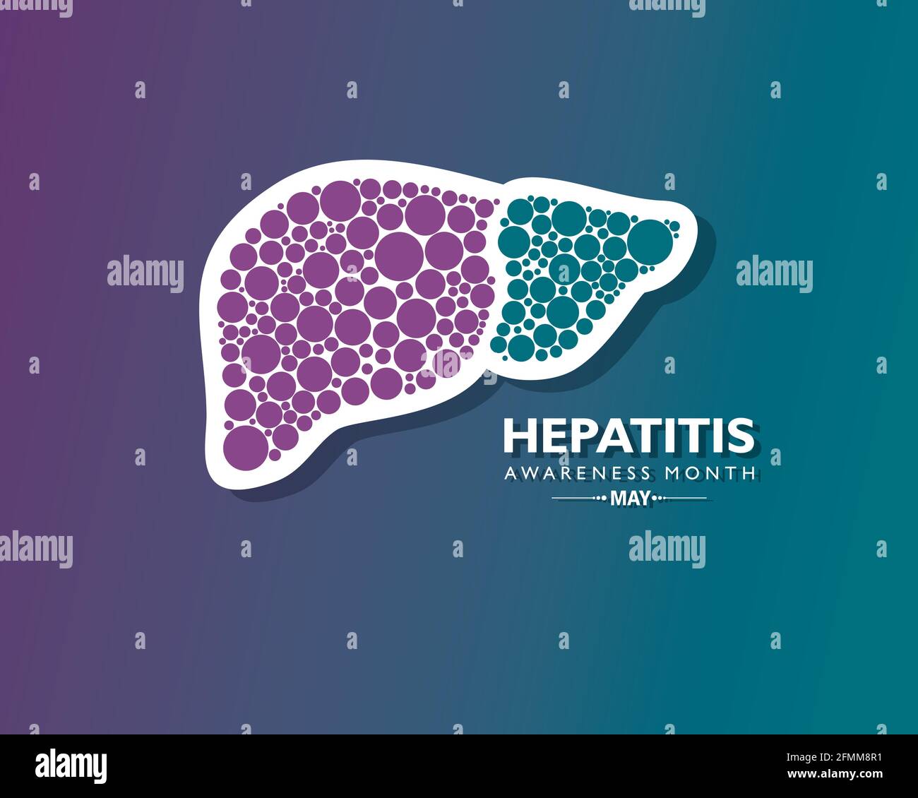 Illustrazione vettoriale del mese della consapevolezza dell’epatite osservato a maggio. Il fegato è un organo vitale che elabora le sostanze nutritive, filtra il sangue e combatte io Illustrazione Vettoriale