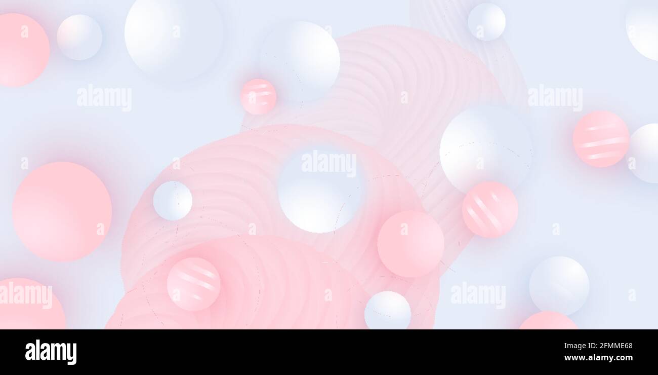 Disegno astratto. Schema del fluido. Palline rosa, bianche. Illustrazione Vettoriale