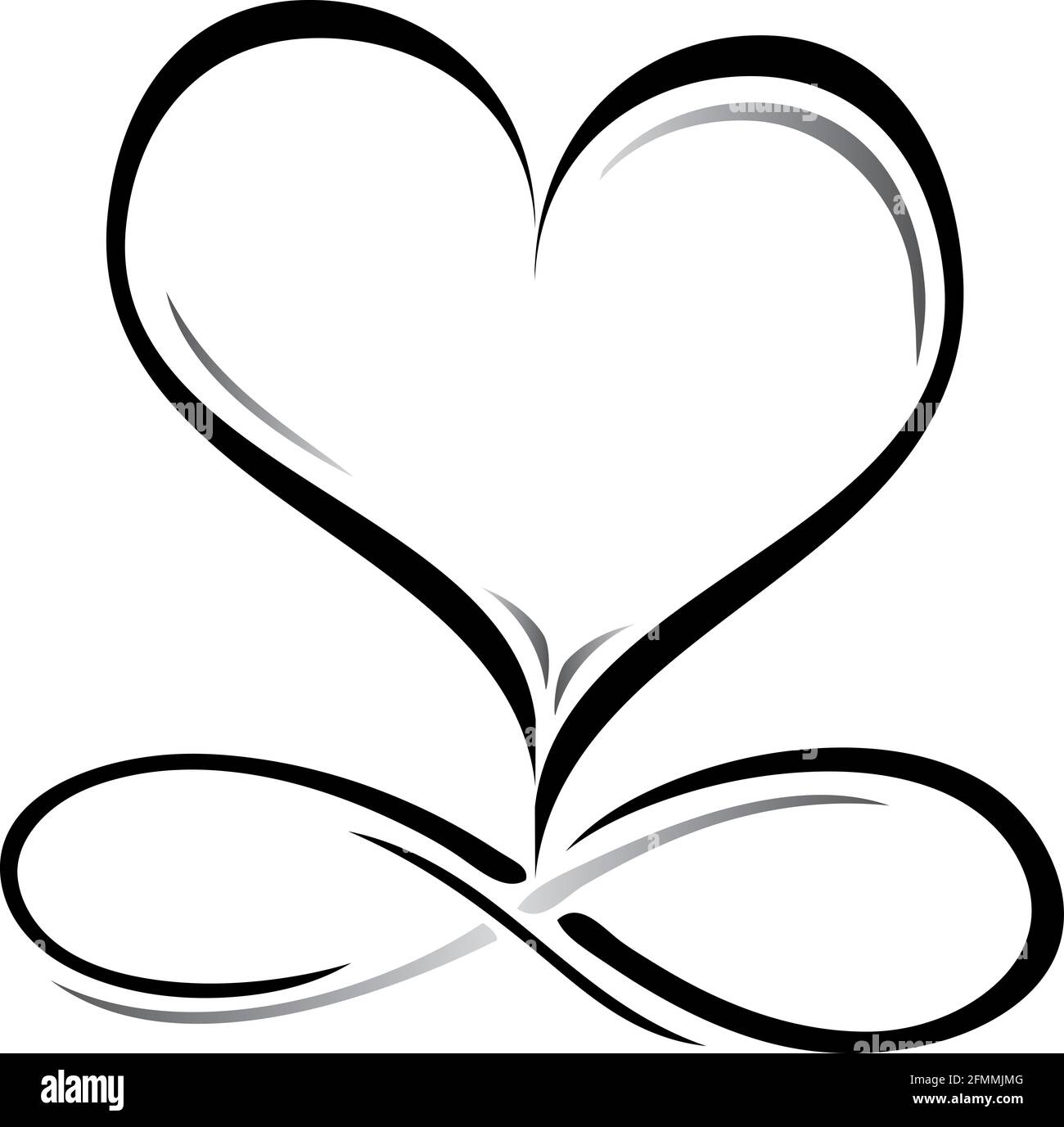 Logo per matrimoni con simbolo Infinito e cuore Foto Stock