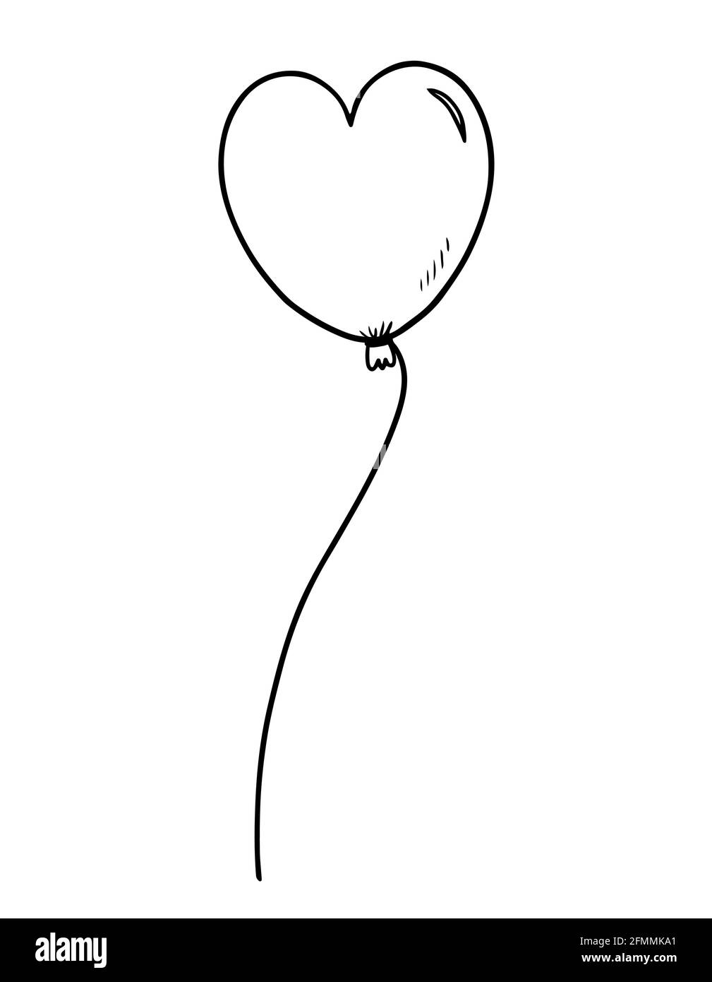 Palloncino a forma di cuore isolato su sfondo bianco. Illustrazione  vettoriale disegnata a mano in stile doodle. Perfetto per carte, logo,  inviti, decorazioni, disegni di compleanno Immagine e Vettoriale - Alamy