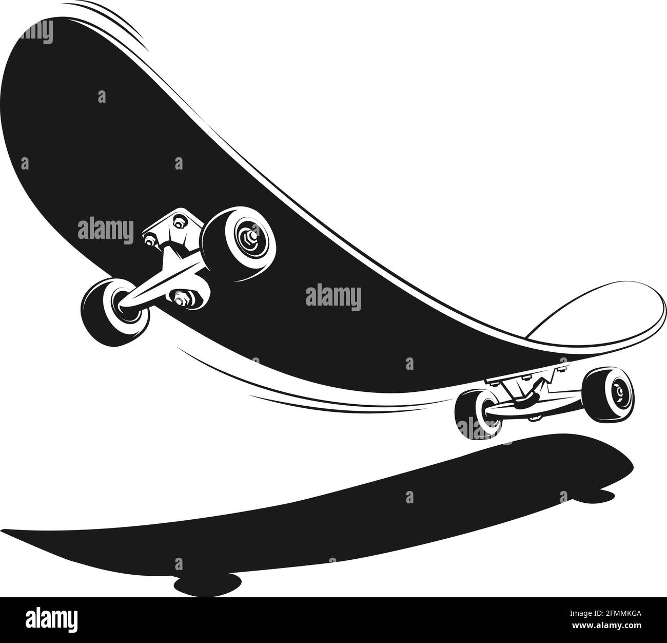 Skateboard in stile retrò vintage stampa. Skate 3D in stile timbro. Illustrazione Vettoriale
