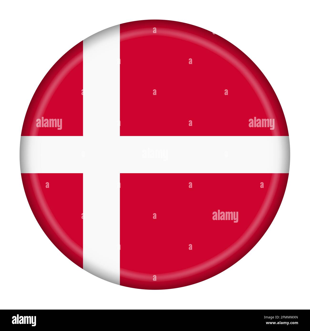 Icona del tasto della bandiera Danimarca in 3d con tracciato di ritaglio Foto Stock