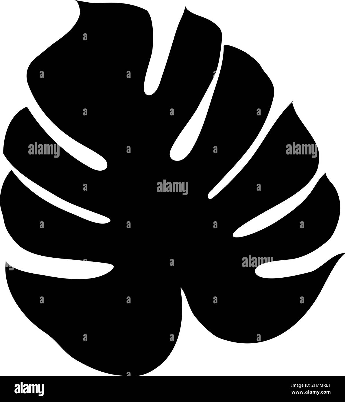 Monstera Deliciosa pianta foglia da foreste tropicali isolato. Vettore per biglietti d'auguri, volantini, inviti, web design Illustrazione Vettoriale