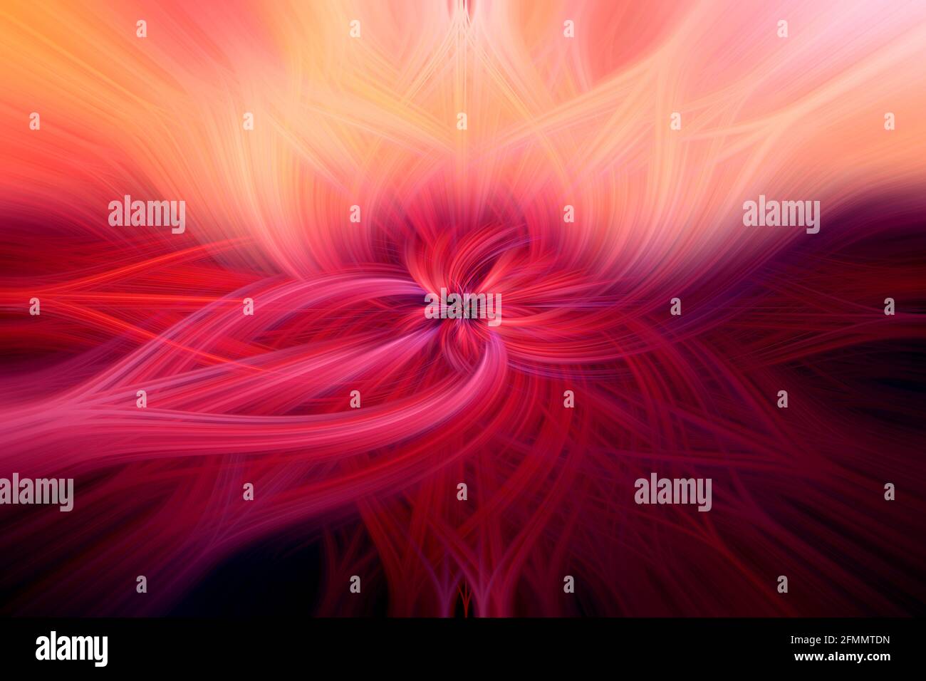 Linee rosa. Fibre luminose colorate astratte intrecciate. Sfondo a colori astratti da fibre chiare ondulate e intrecciate. In rosa, arancione, giallo e rosso co Foto Stock