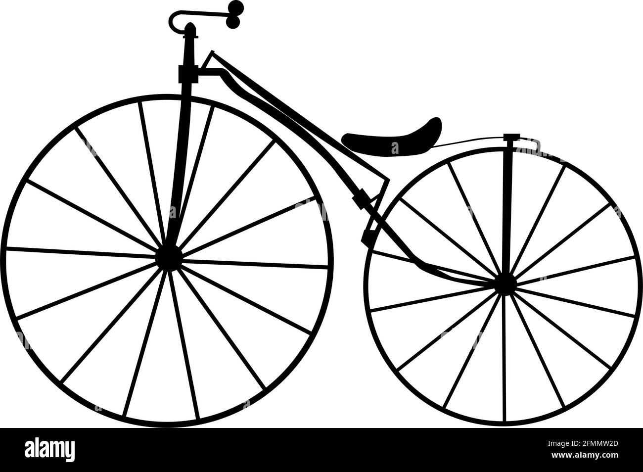 Bici della città d'epoca Silhouette isolato su sfondo bianco Illustrazione Vettoriale