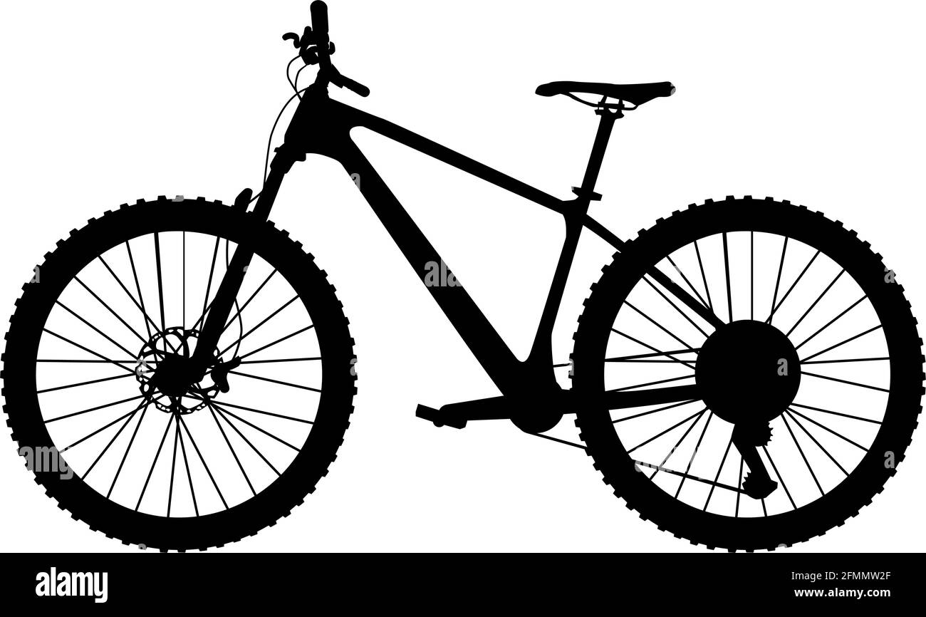 Mountain bike Silhouette isolato su sfondo bianco Illustrazione Vettoriale