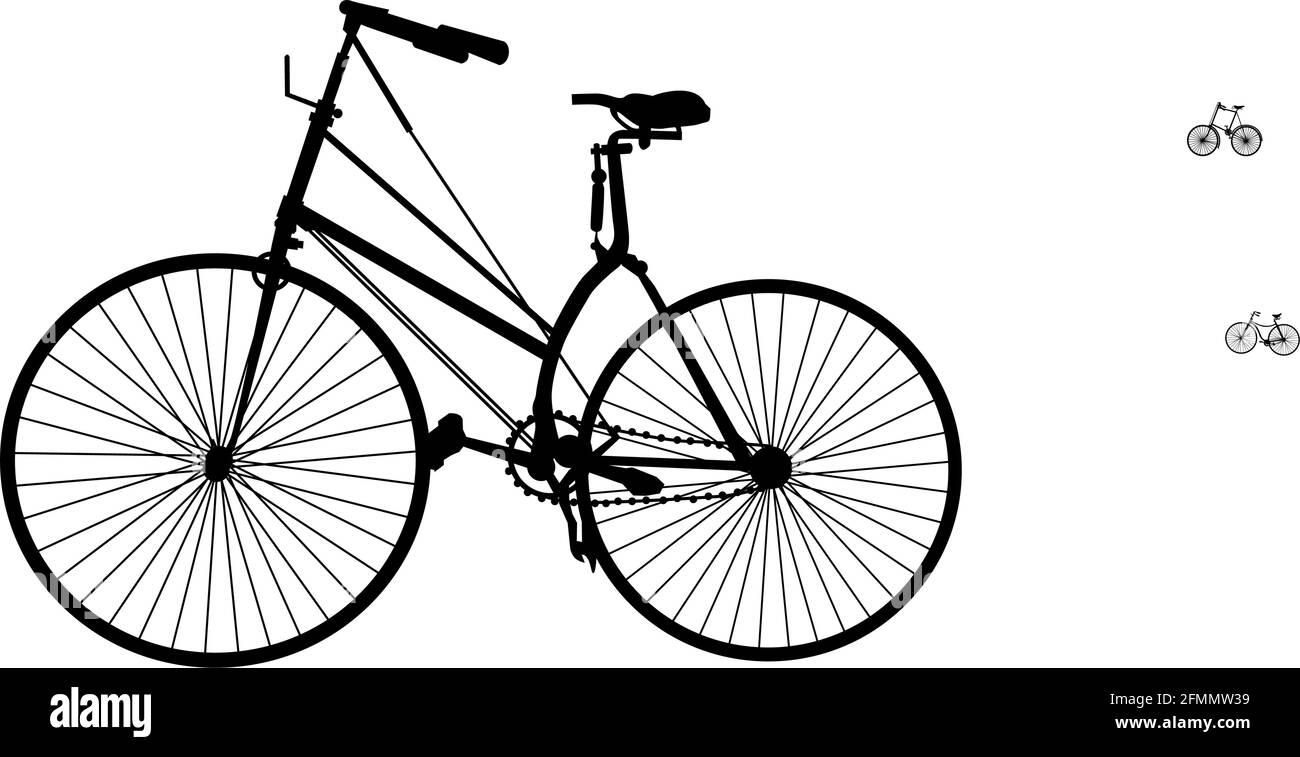 Vecchia bici d'epoca Silhouette isolato su sfondo bianco Illustrazione Vettoriale