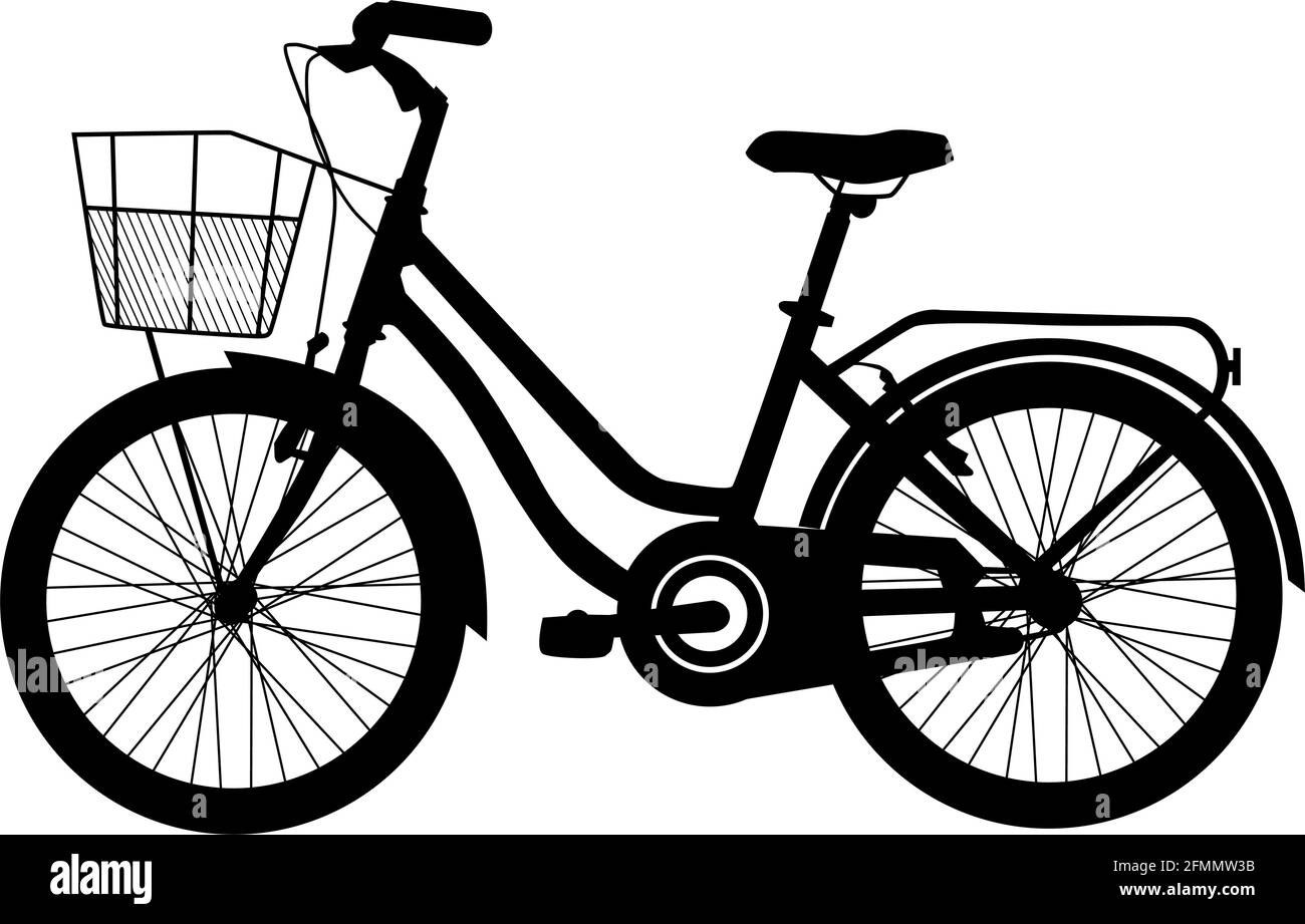 City Bikes Silhouette isolato su sfondo bianco Illustrazione Vettoriale