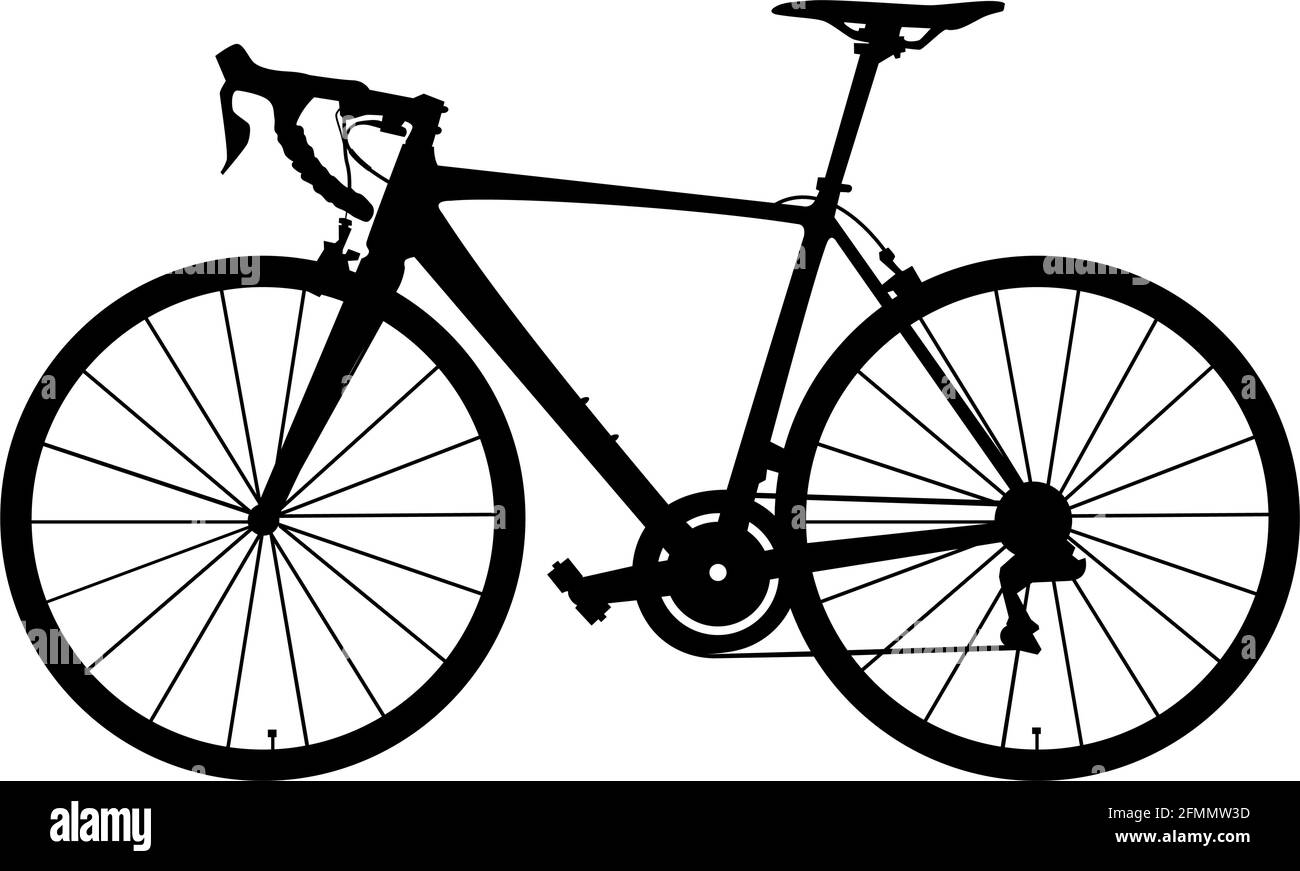 Road bike Silhouette isolato su sfondo bianco Illustrazione Vettoriale
