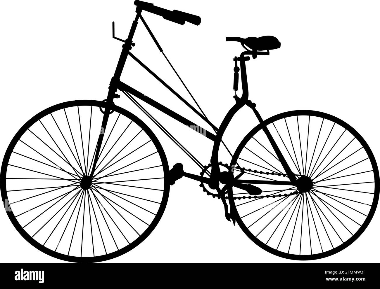 Vecchia bici d'epoca Silhouette isolato su sfondo bianco Illustrazione Vettoriale