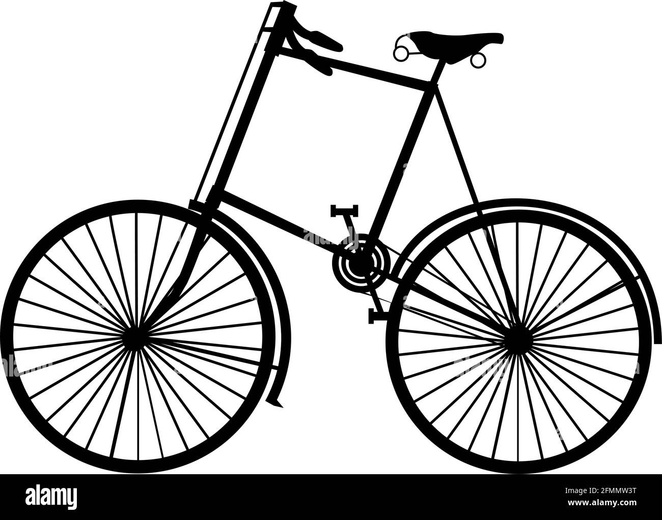 Vecchia bici d'epoca Silhouette isolato su sfondo bianco Illustrazione Vettoriale