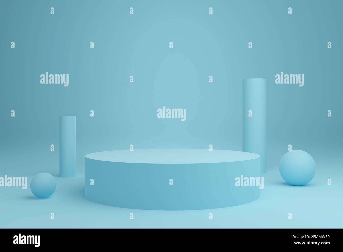 podio completamente blu a cilindro con rendering 3d può essere utilizzato per mostra il tuo prodotto Foto Stock