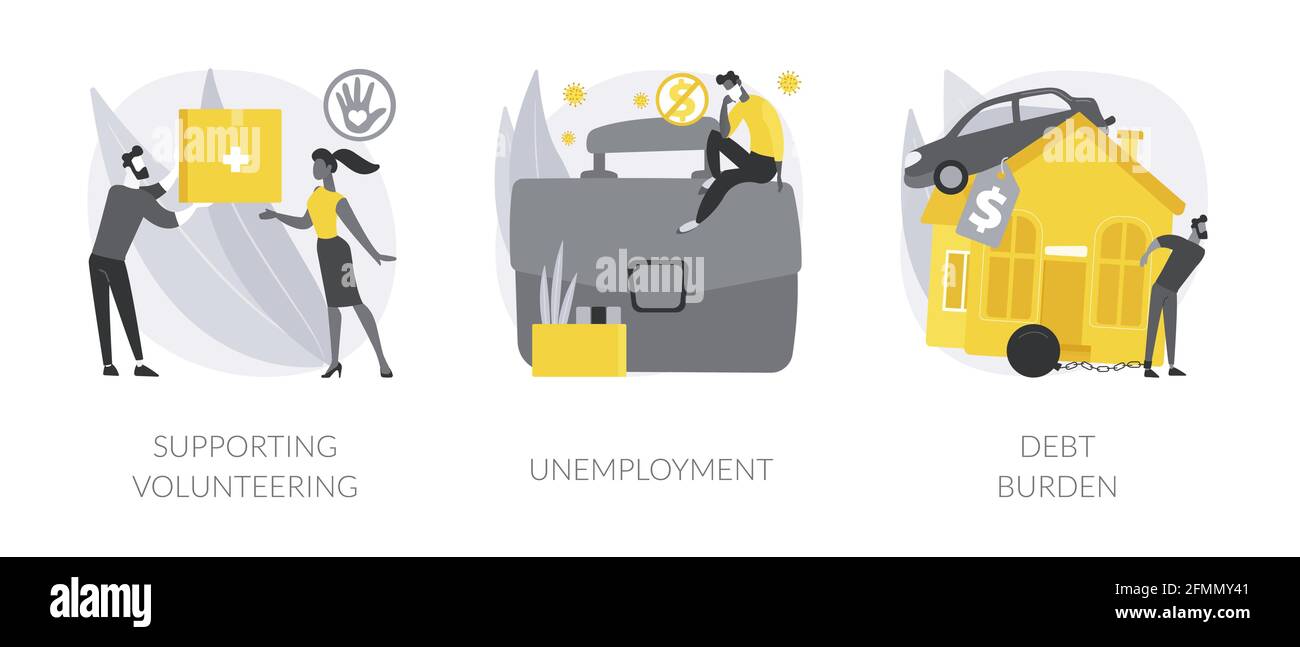 Illustrazioni vettoriali astratte di concetto di impatto socioeconomico dell'epidemia. Illustrazione Vettoriale