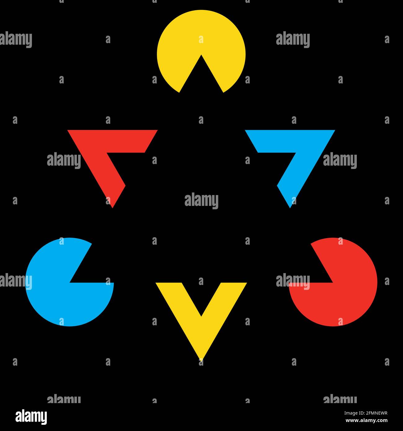 Kanizsa astratta figure geometriche illusione illustrazione Illustrazione Vettoriale