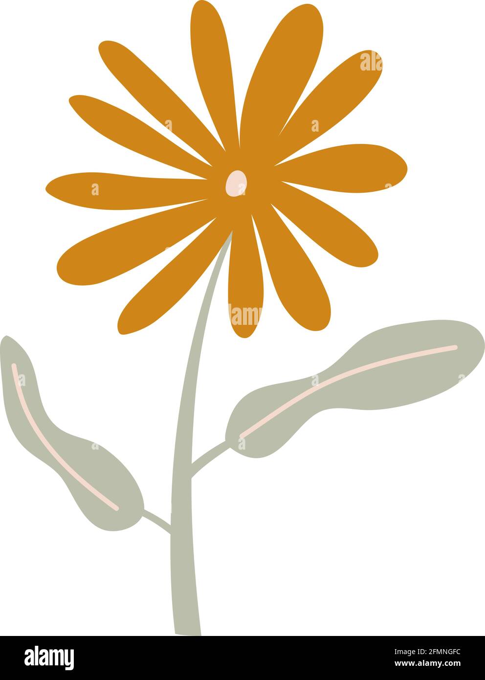Fiore di primavera stilizzato vettoriale. Elemento grafico dell'illustrazione scandinava. Decorativo estate floreale immagine per il saluto Valentine card o poster, vacanza Illustrazione Vettoriale