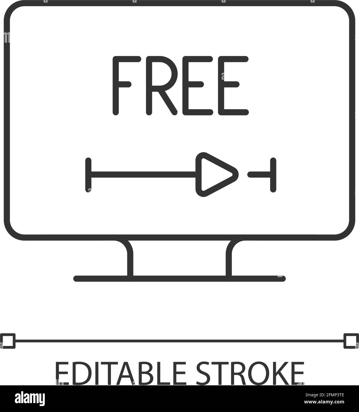 Icona lineare streaming video gratuito Illustrazione Vettoriale