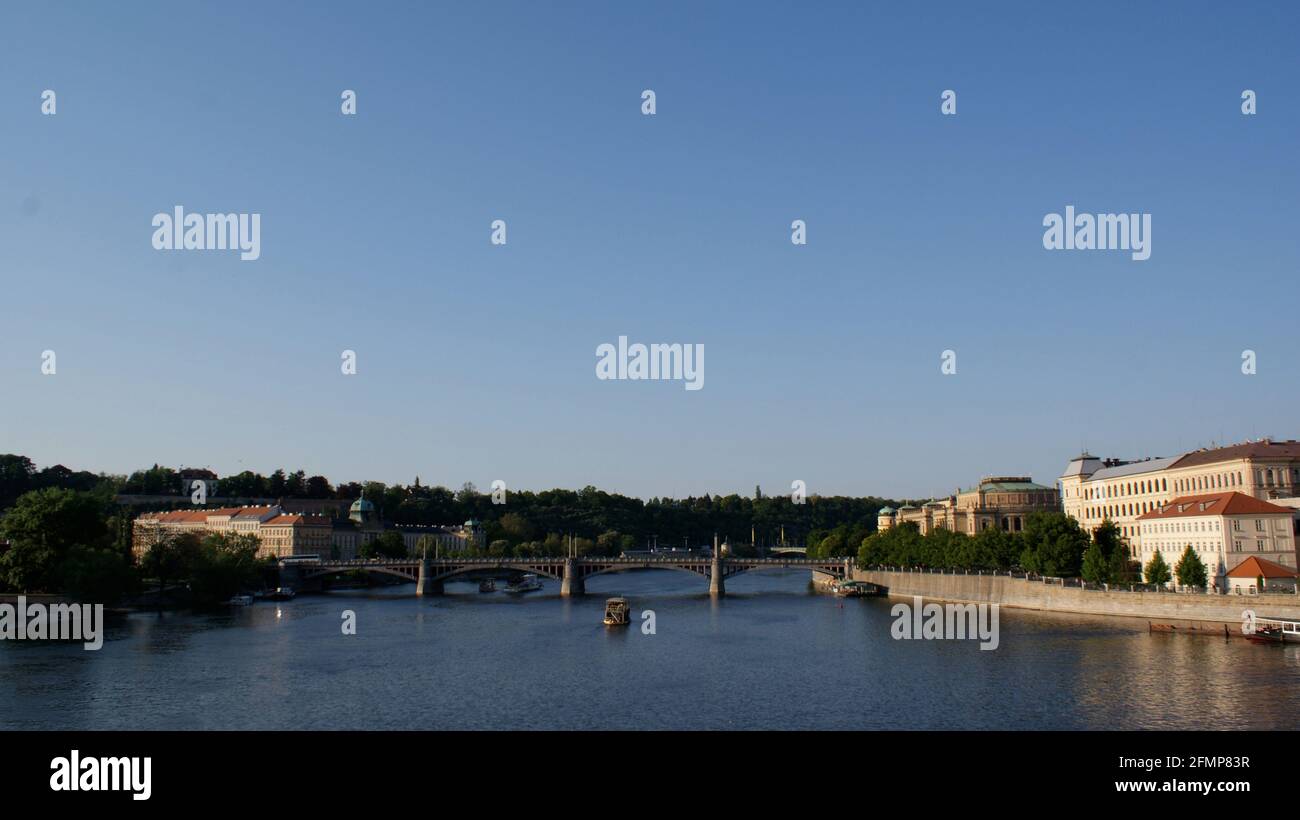 Praga, Repubblica Ceca, Giugno 2009: Paesaggio del ponte della Legione. Foto Stock