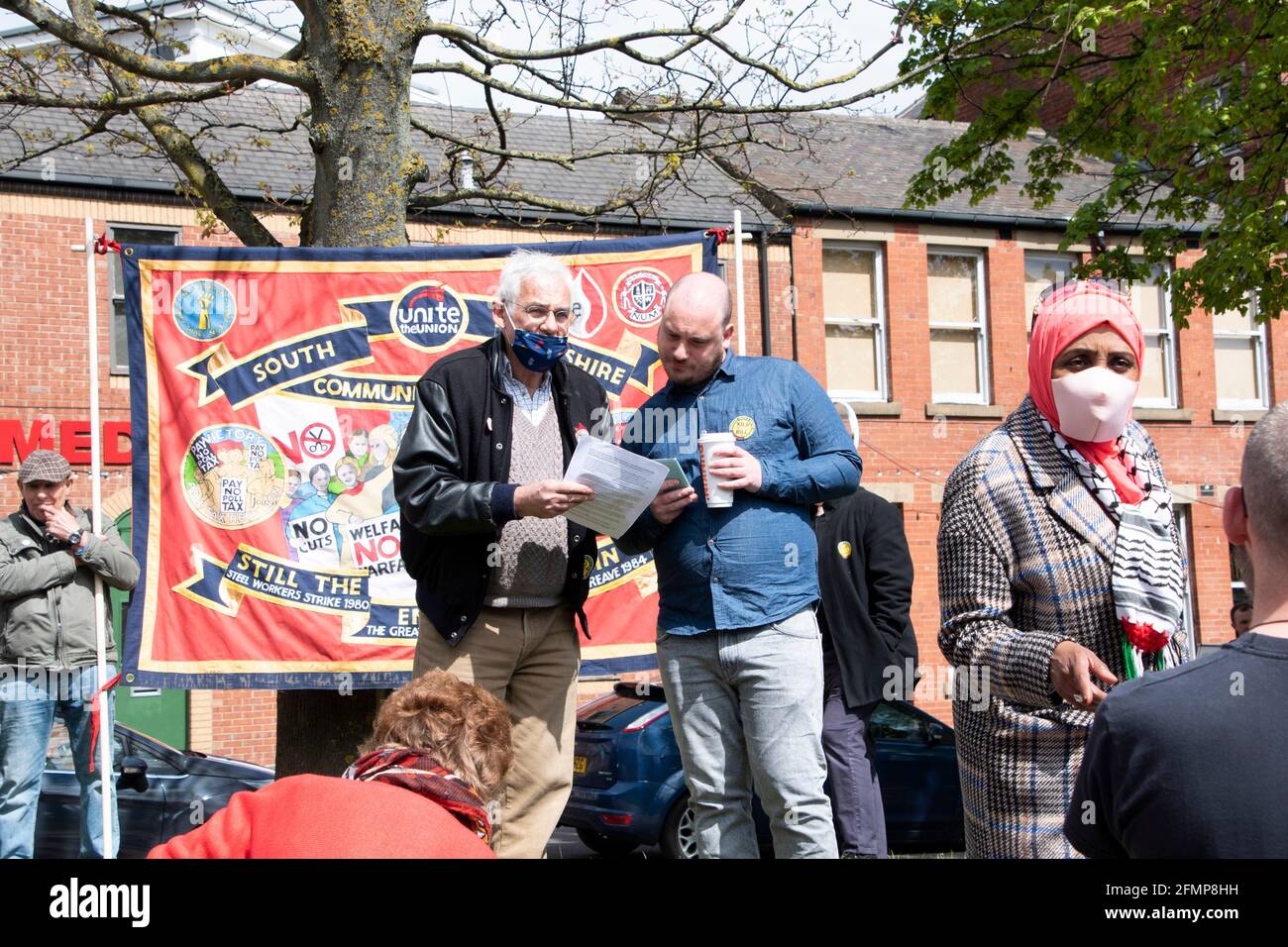 Sheffield, Regno Unito: 1 maggio 2021 : Giornata internazionale dei lavoratori e uccidere i manifestanti di Bill contro la criminalizzazione di protesta in polizia, crimine, Sentenci Foto Stock
